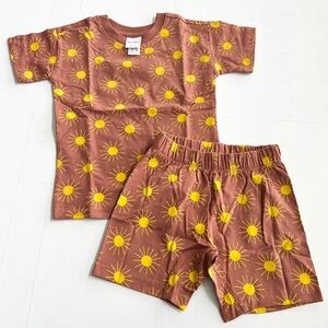 New HANNA ANDERSSON Baby Uni Tee and Short Set SIZE 3T Sunshine Day on Canyon